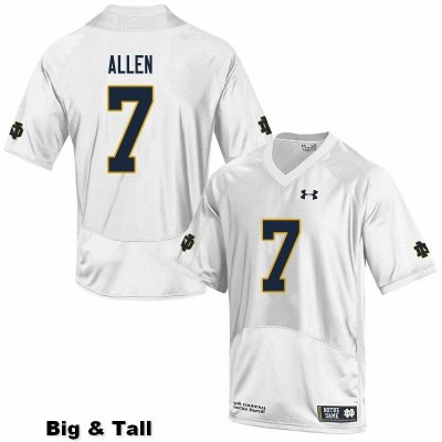 Notre Dame Fighting Irish Men's Derrik Allen #7 White Under Armour Authentic Stitched Big & Tall College NCAA Football Jersey XLN7599BJ